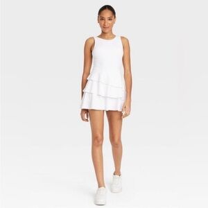 JoyLab Women's White Knit Highneck Layered Active Dress Size XXL NWT